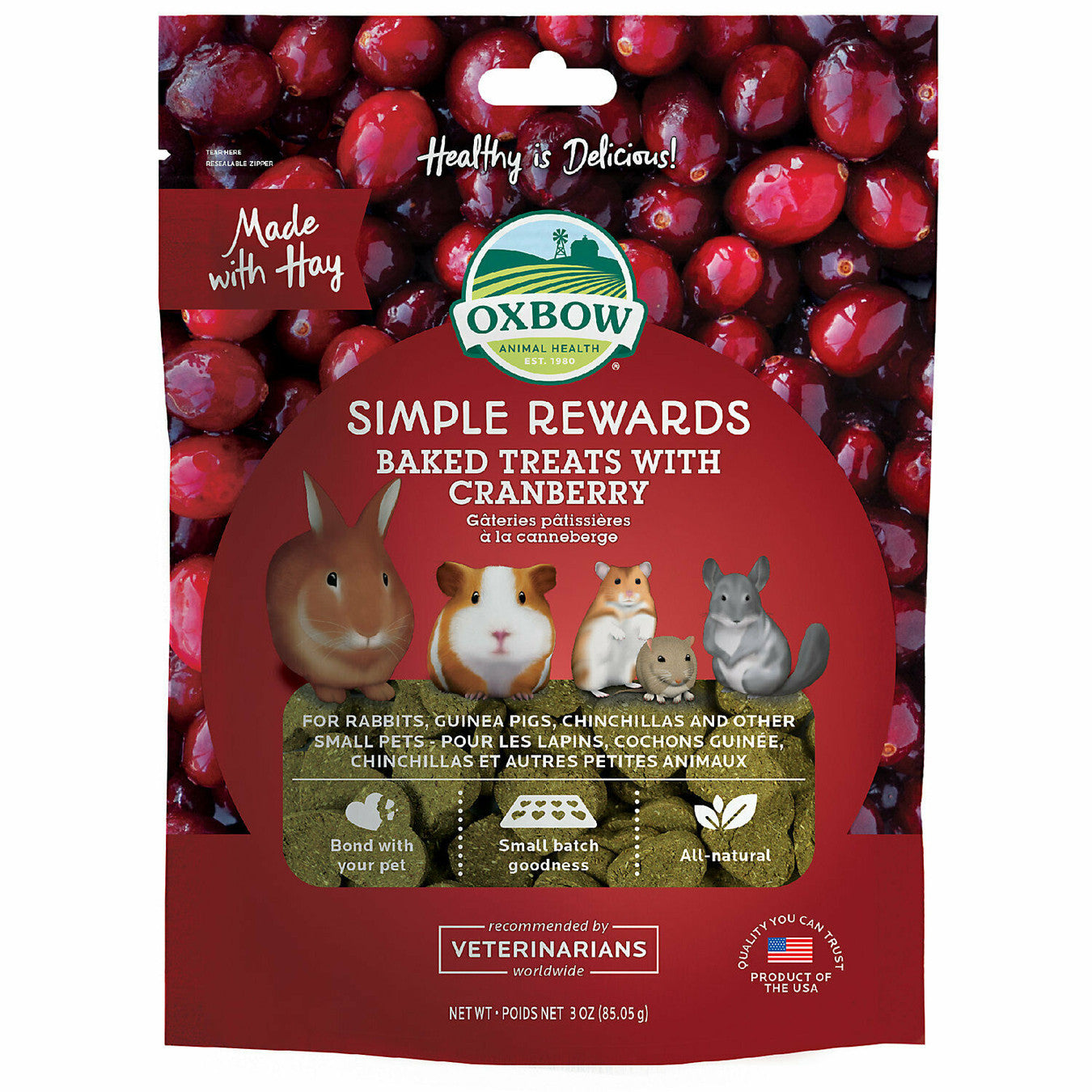 Oxbow Simple Rewards Cranberry Baked Treats, 85.05g