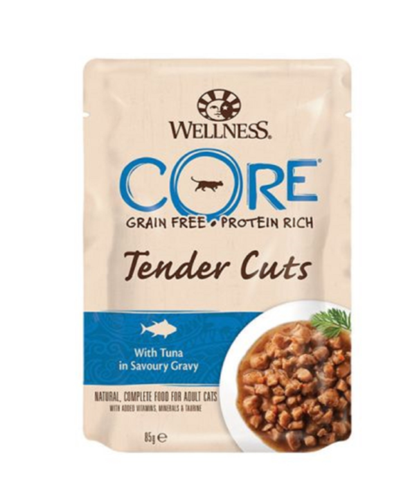 Wellness CORE Tender Cuts with Tuna in Gravy, 85g Pack of 24