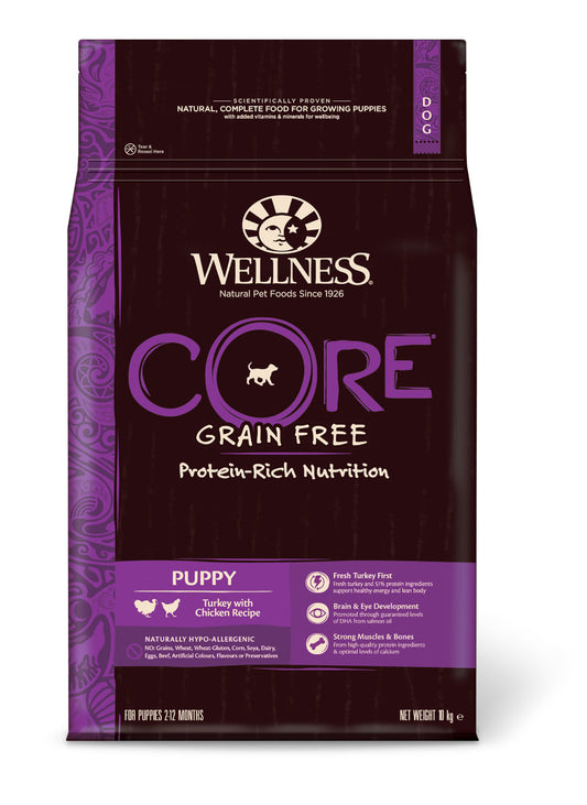 Wellness CORE Grain Free Puppy Turkey with Chicken Recipe Dry Dog Food, 10 Kg